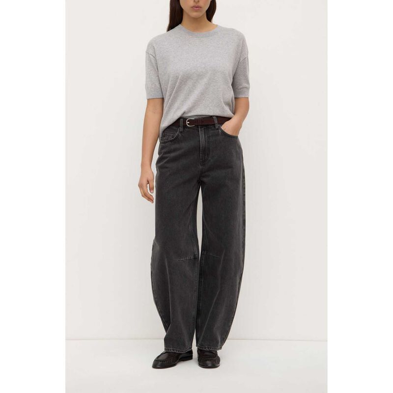 Assembly Label Vanya Cotton Cashmere Boxy Knit Tee Grey Marle image number 3